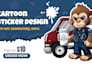 draw custom cartoon sticker design, clip art and vinyl